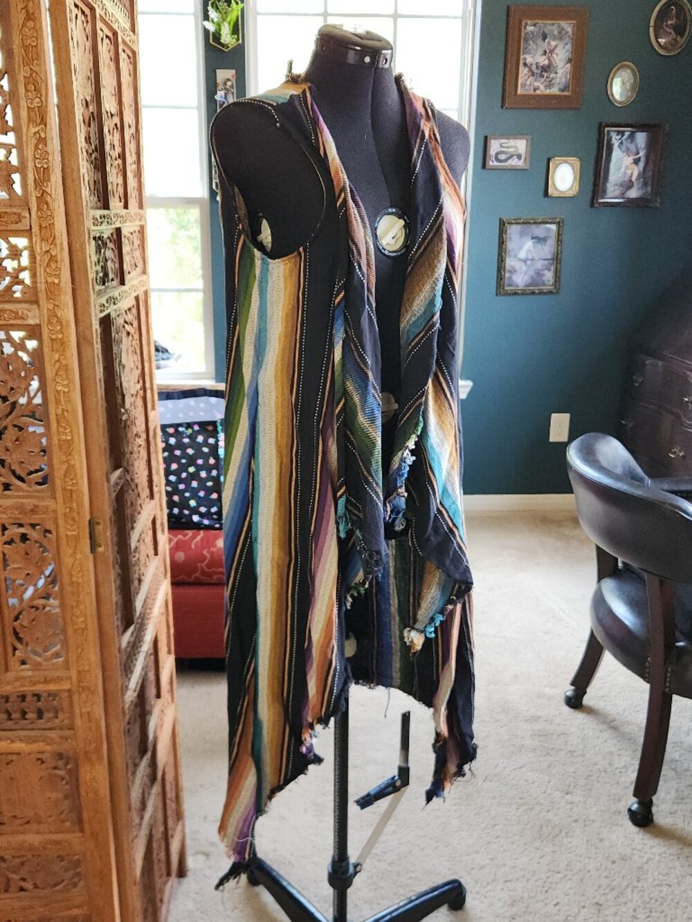 L&B Lucky and Blessed Cotton Multicolored Cardigan with Frayed Edges